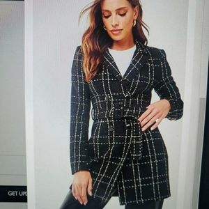 Black Blazer Jacket with Metallic Gold Print